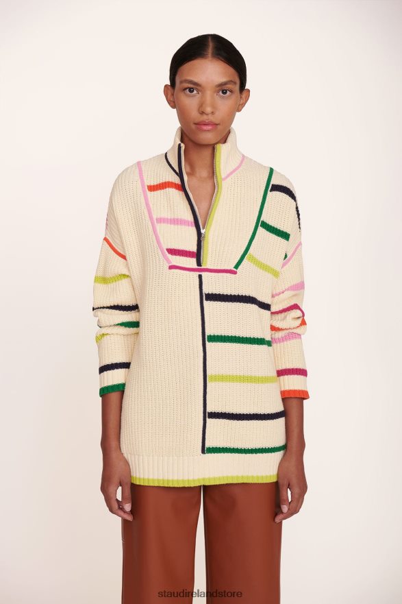 Women Clothing Creme Rainbow Multi STAUD HAMPTON SWEATER H8RLPJ598