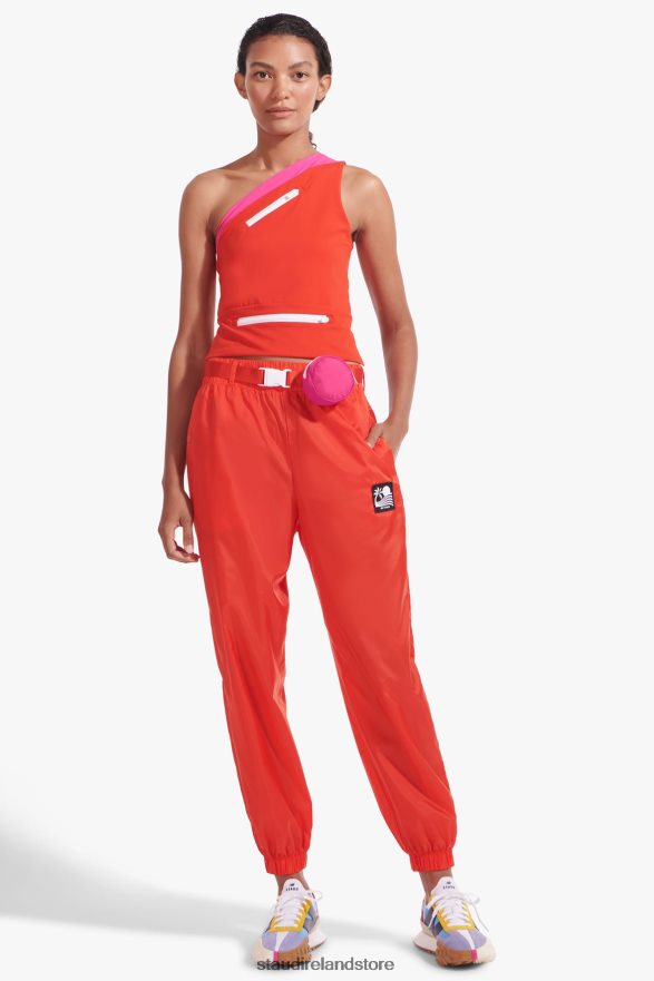 Women Clothing Fiery Red NB X STAUD BELTED NYLON TRACK PANT H8RLPJ562
