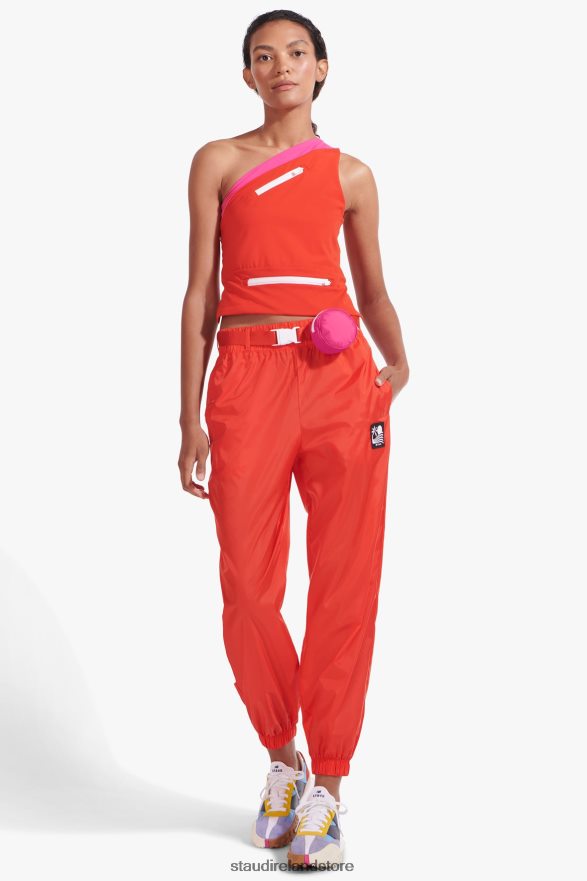 Women Clothing Fiery Red NB X STAUD BELTED NYLON TRACK PANT H8RLPJ562