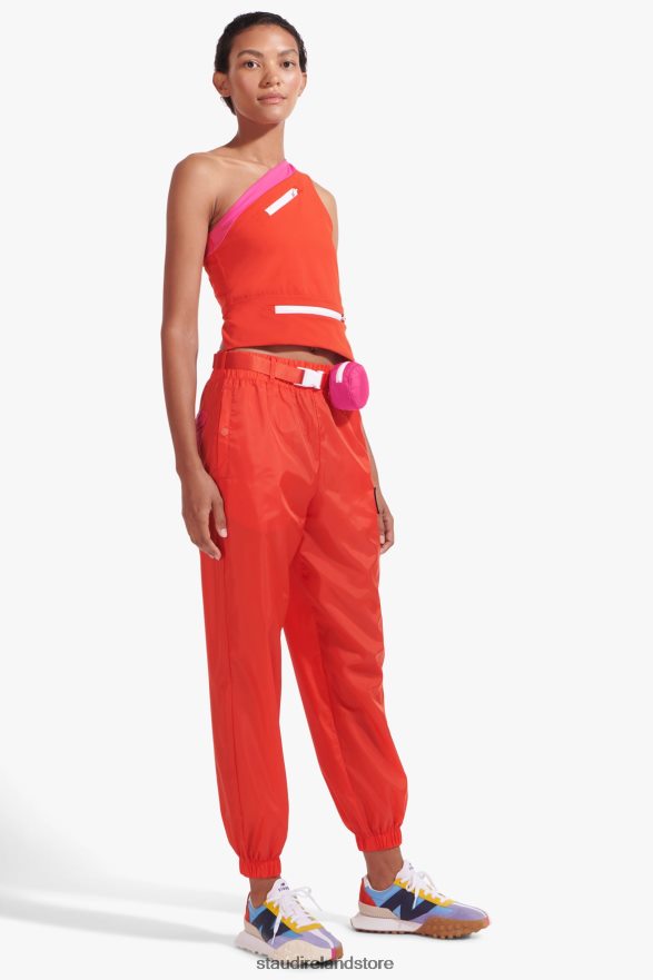 Women Clothing Fiery Red NB X STAUD BELTED NYLON TRACK PANT H8RLPJ562