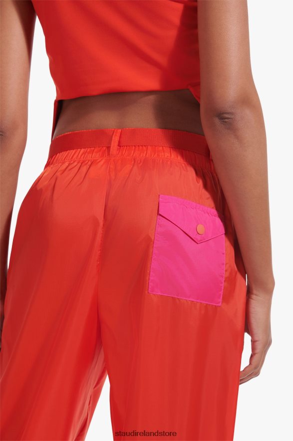 Women Clothing Fiery Red NB X STAUD BELTED NYLON TRACK PANT H8RLPJ562
