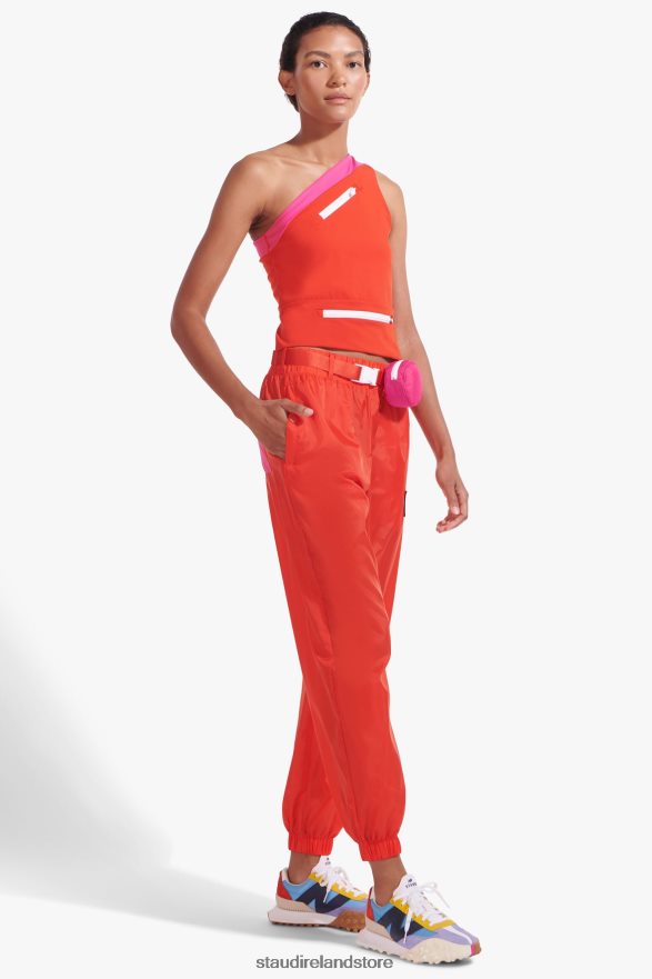 Women Clothing Fiery Red NB X STAUD BELTED NYLON TRACK PANT H8RLPJ562