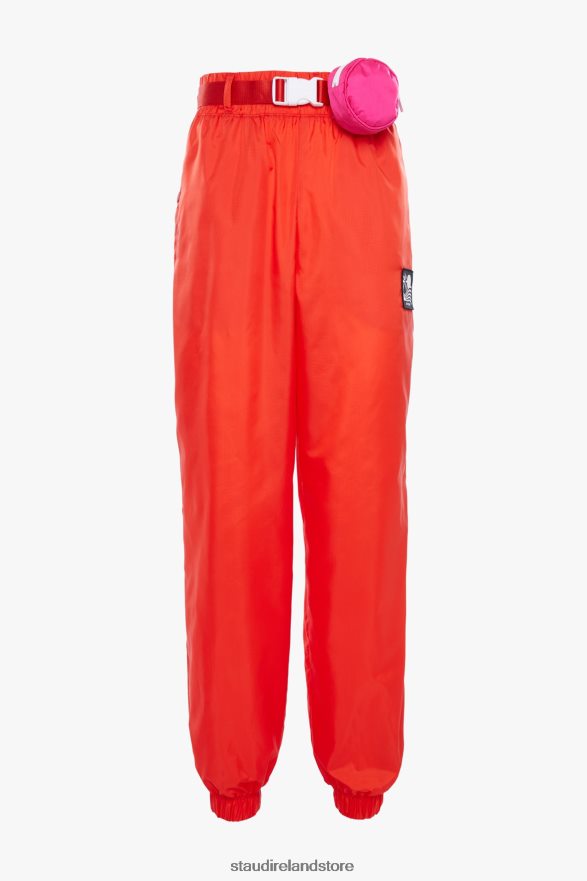 Women Clothing Fiery Red NB X STAUD BELTED NYLON TRACK PANT H8RLPJ562