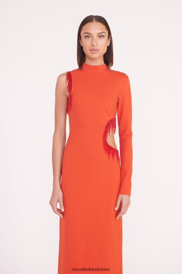 Women Clothing Fire Red STAUD KIRSTEN DRESS H8RLPJ17