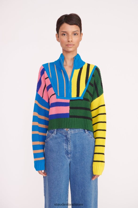 Women Clothing Formentera Stripe STAUD CROPPED HAMPTON SWEATER H8RLPJ577