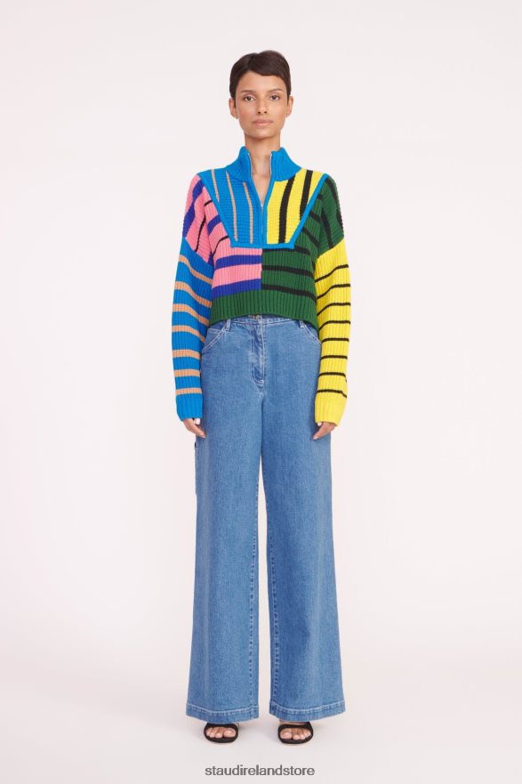Women Clothing Formentera Stripe STAUD CROPPED HAMPTON SWEATER H8RLPJ577