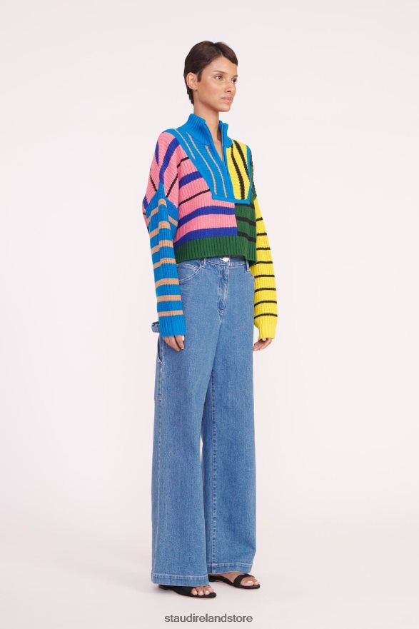 Women Clothing Formentera Stripe STAUD CROPPED HAMPTON SWEATER H8RLPJ577