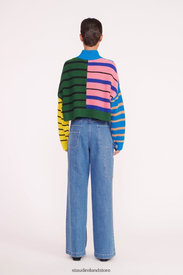 Women Clothing Formentera Stripe STAUD CROPPED HAMPTON SWEATER H8RLPJ577