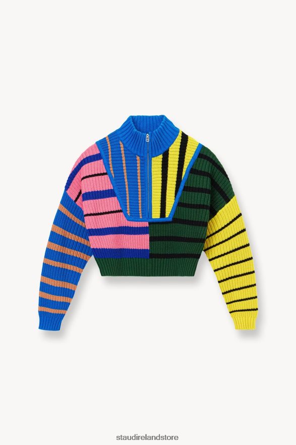 Women Clothing Formentera Stripe STAUD CROPPED HAMPTON SWEATER H8RLPJ577