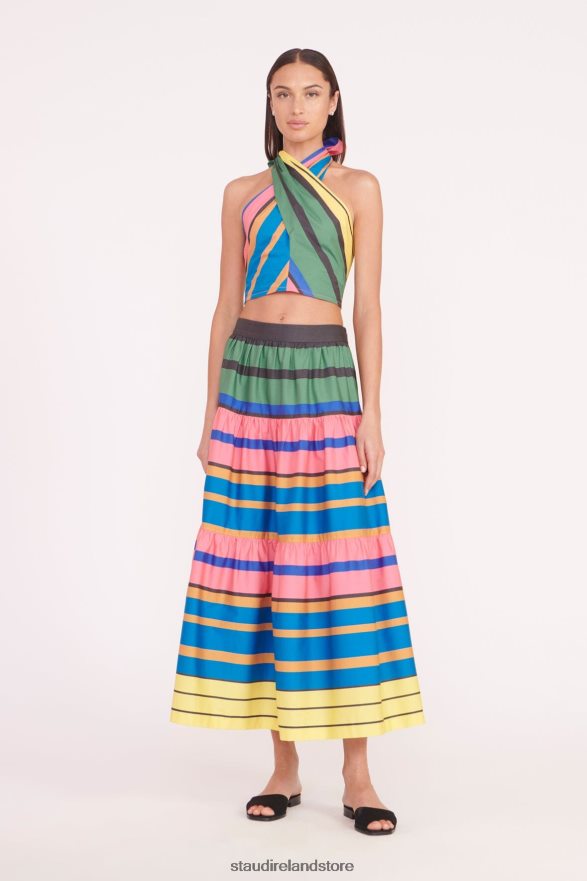 Women Clothing Formentera Stripe STAUD SMOCKED KAI TOP H8RLPJ345
