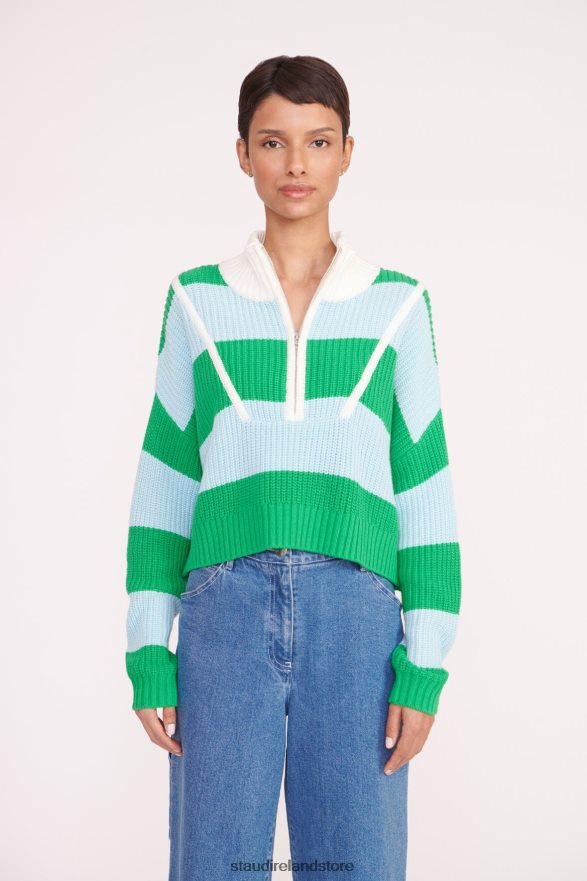 Women Clothing Grass Shallow Rugby Stripe STAUD CROPPED HAMPTON SWEATER H8RLPJ578