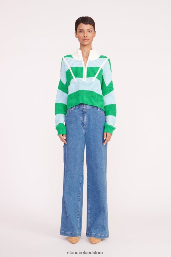 Women Clothing Grass Shallow Rugby Stripe STAUD CROPPED HAMPTON SWEATER H8RLPJ578