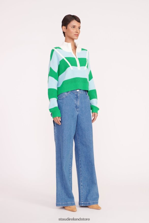 Women Clothing Grass Shallow Rugby Stripe STAUD CROPPED HAMPTON SWEATER H8RLPJ578