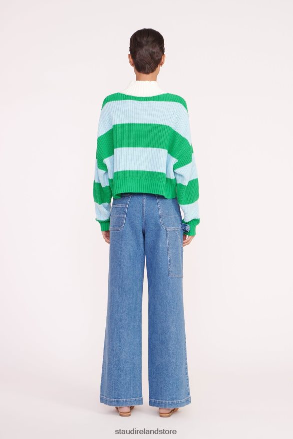 Women Clothing Grass Shallow Rugby Stripe STAUD CROPPED HAMPTON SWEATER H8RLPJ578