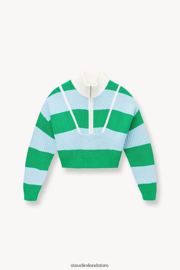 Women Clothing Grass Shallow Rugby Stripe STAUD CROPPED HAMPTON SWEATER H8RLPJ578