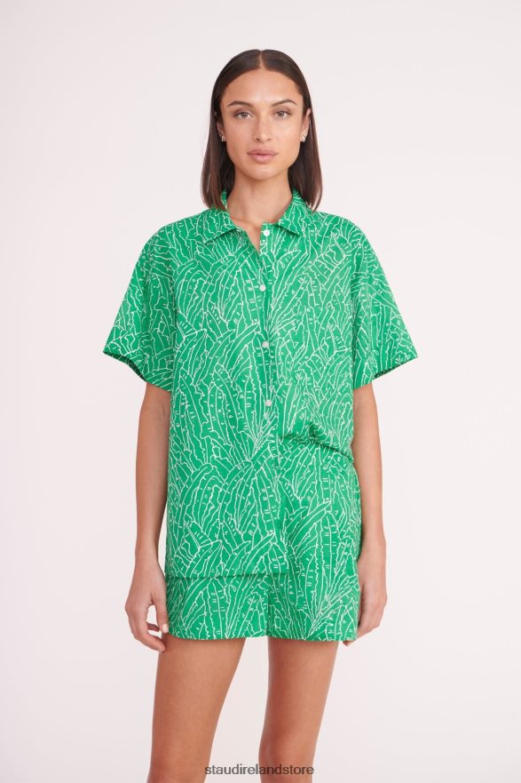 Women Clothing Green Palm STAUD CHANNING TOP H8RLPJ341