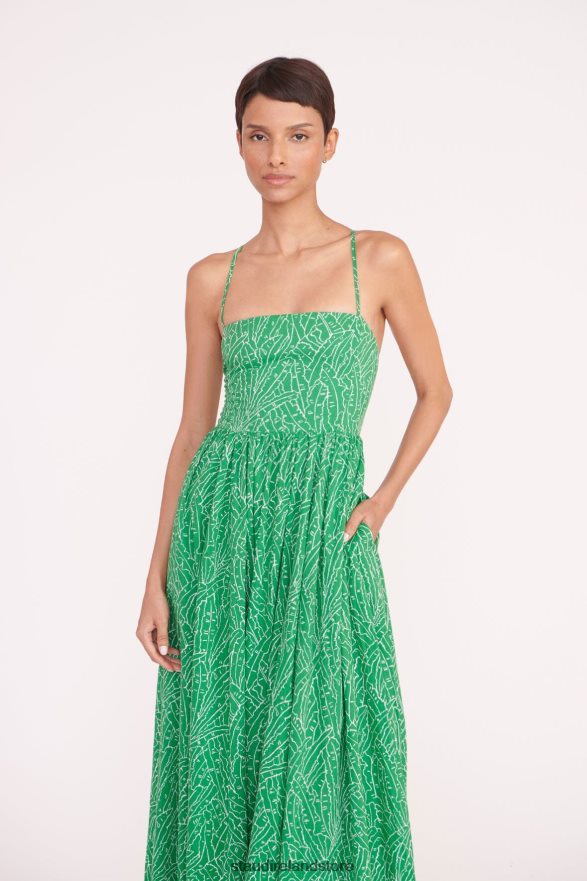 Women Clothing Green Palm STAUD COURTNEY DRESS H8RLPJ42