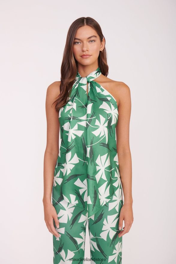 Women Clothing Green Pinwheel STAUD TROPEA TOP H8RLPJ362