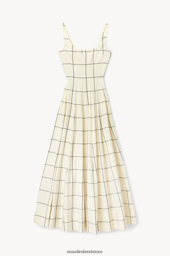 Women Clothing Ivory Windowpane STAUD WELLS MAXI DRESS H8RLPJ247