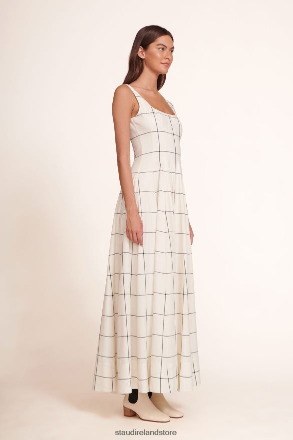 Women Clothing Ivory Windowpane STAUD WELLS MAXI DRESS H8RLPJ247