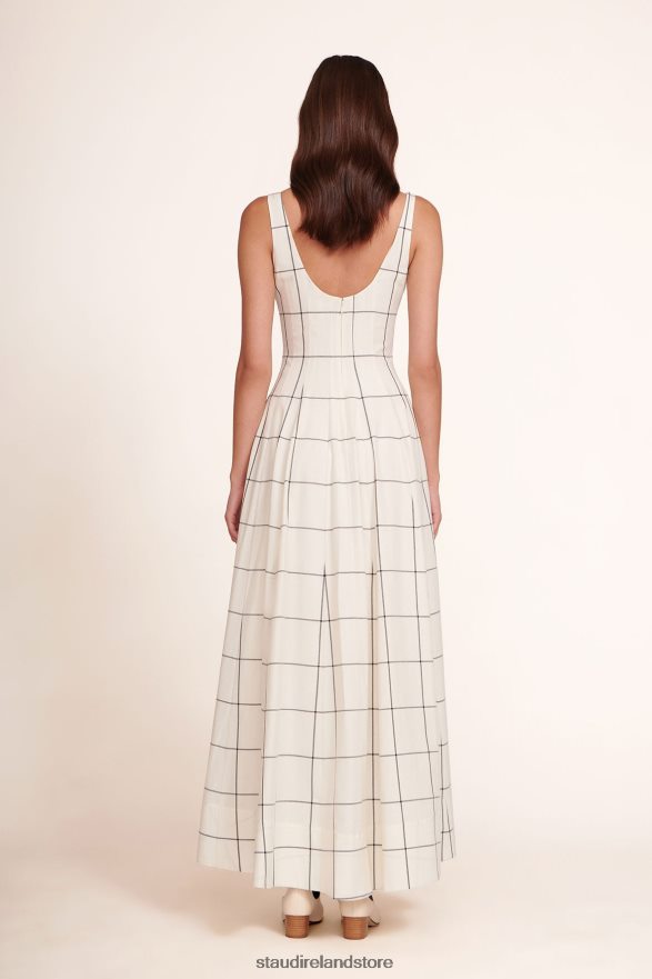 Women Clothing Ivory Windowpane STAUD WELLS MAXI DRESS H8RLPJ247