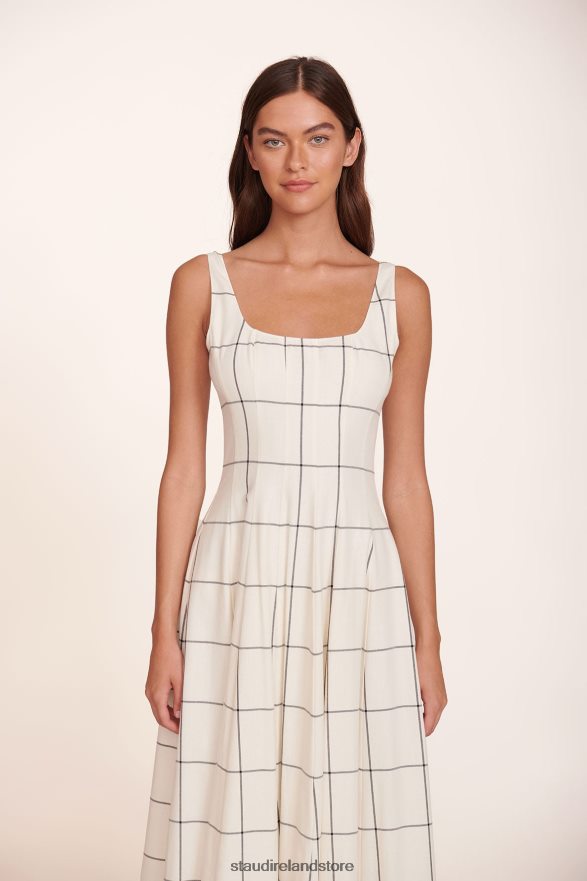 Women Clothing Ivory Windowpane STAUD WELLS MAXI DRESS H8RLPJ247