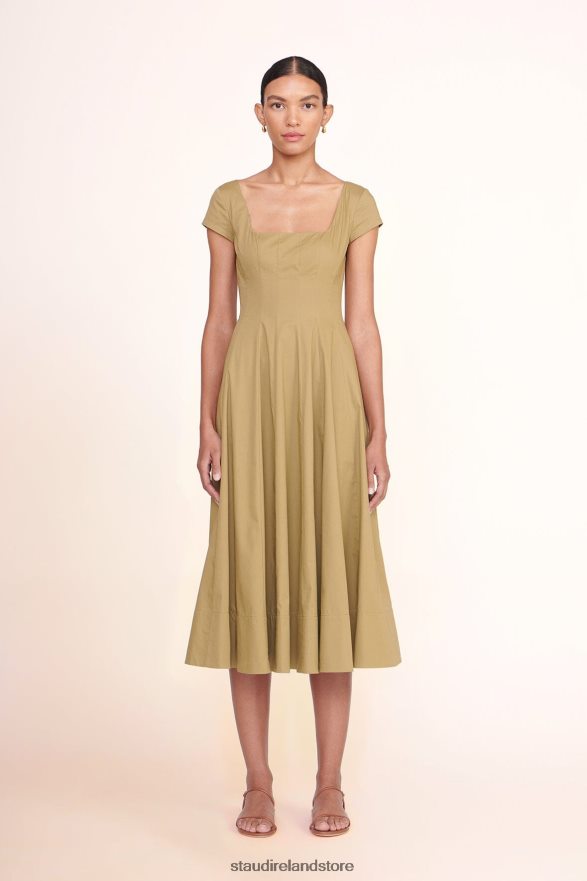 Women Clothing Khaki STAUD SHORT SLEEVE WELLS DRESS H8RLPJ98