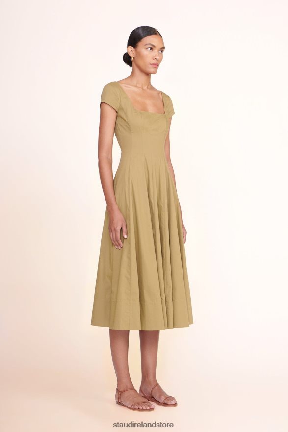 Women Clothing Khaki STAUD SHORT SLEEVE WELLS DRESS H8RLPJ98