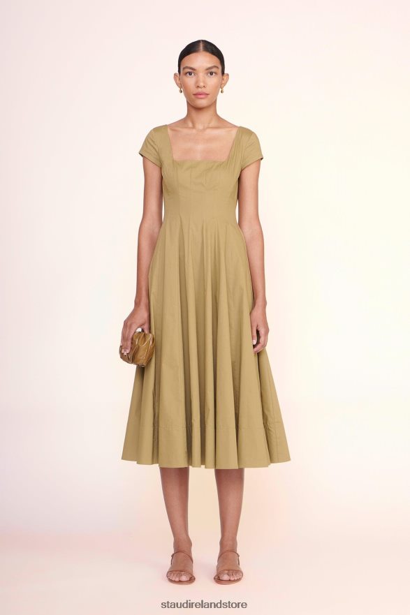Women Clothing Khaki STAUD SHORT SLEEVE WELLS DRESS H8RLPJ98