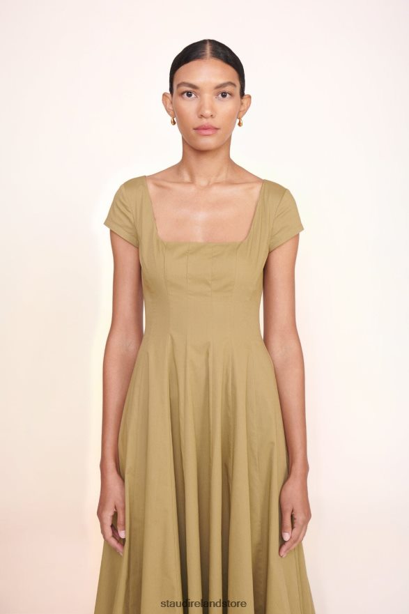 Women Clothing Khaki STAUD SHORT SLEEVE WELLS DRESS H8RLPJ98