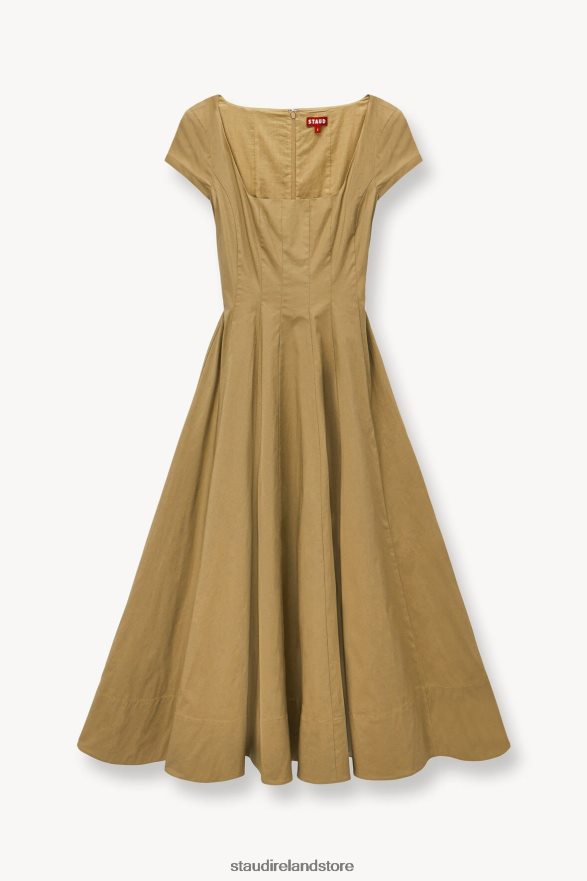 Women Clothing Khaki STAUD SHORT SLEEVE WELLS DRESS H8RLPJ98