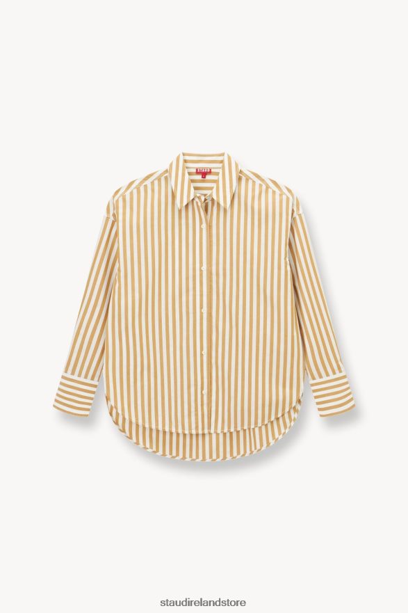 Women Clothing Khaki Stripe STAUD COLTON SHIRT H8RLPJ335