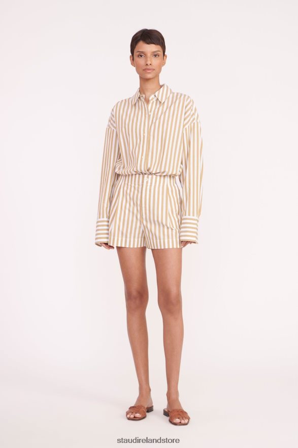 Women Clothing Khaki Stripe STAUD ZOEY SHORT H8RLPJ513