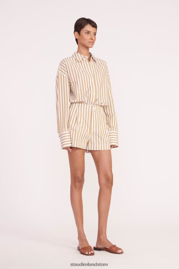 Women Clothing Khaki Stripe STAUD ZOEY SHORT H8RLPJ513