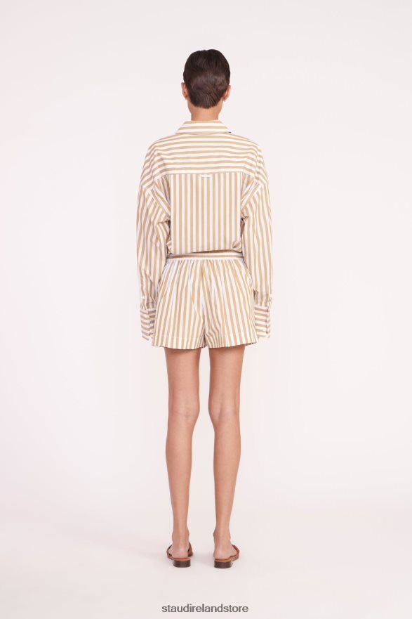 Women Clothing Khaki Stripe STAUD ZOEY SHORT H8RLPJ513