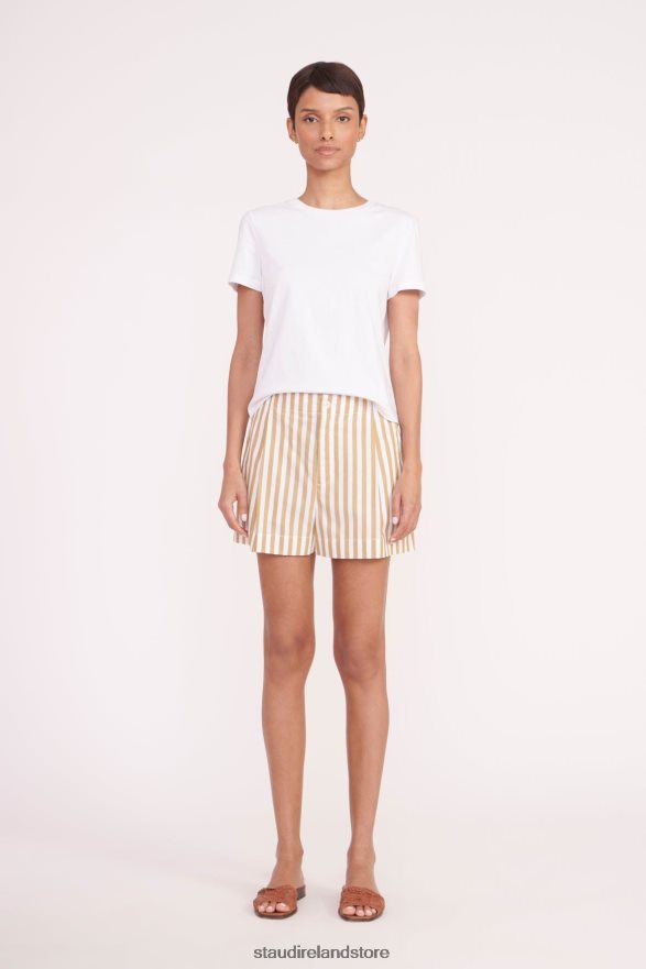 Women Clothing Khaki Stripe STAUD ZOEY SHORT H8RLPJ513