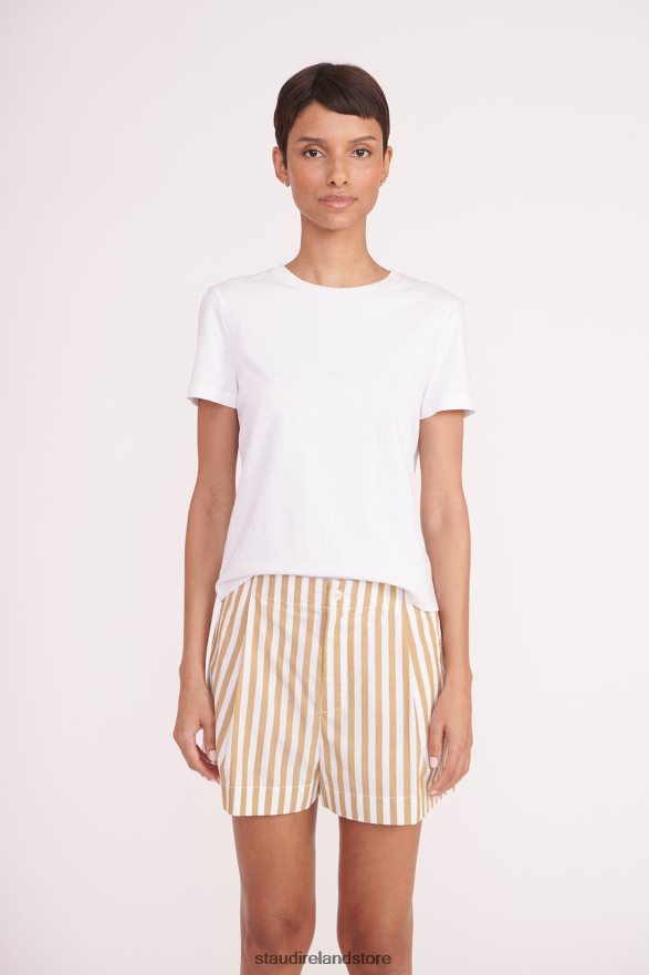 Women Clothing Khaki Stripe STAUD ZOEY SHORT H8RLPJ513