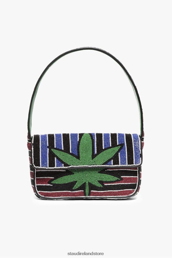 Women Clothing Leaf Stripe STAUD TOMMY BEADED BAG H8RLPJ730