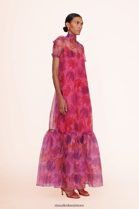 Women Clothing Magenta Painted Floral STAUD CALLUNA DRESS H8RLPJ81