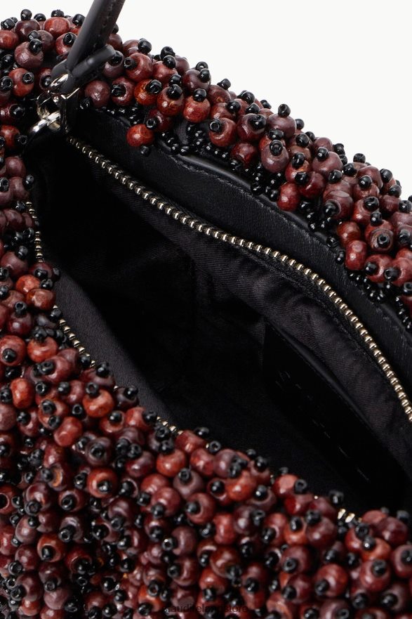 Women Clothing Mahogany/Black STAUD BEADED BEAN BAG MAHOGANY H8RLPJ682
