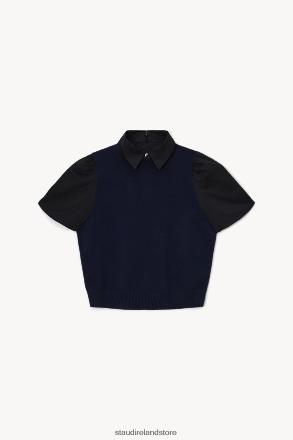 Women Clothing Navy Black STAUD ARYA TOP H8RLPJ454