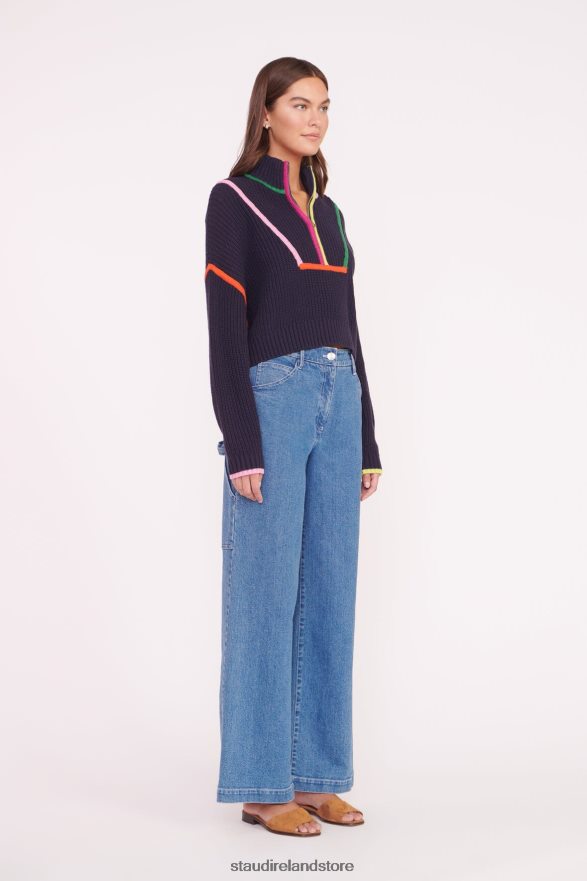 Women Clothing Navy Multi STAUD CROPPED HAMPTON SWEATER H8RLPJ580