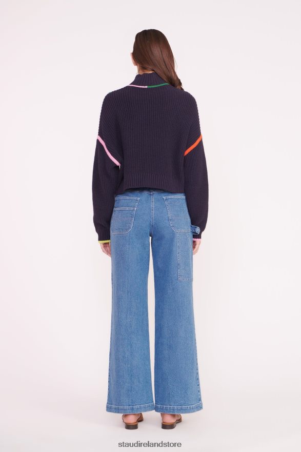 Women Clothing Navy Multi STAUD CROPPED HAMPTON SWEATER H8RLPJ580