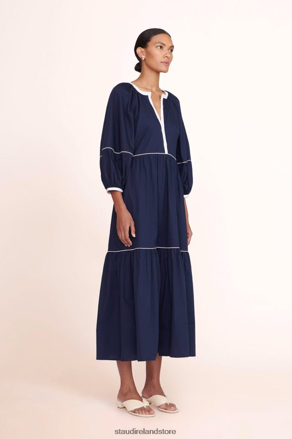 Women Clothing Navy White STAUD DEMI DRESS H8RLPJ244