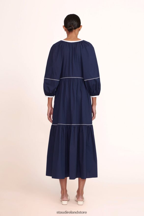 Women Clothing Navy White STAUD DEMI DRESS H8RLPJ244