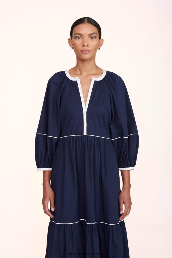 Women Clothing Navy White STAUD DEMI DRESS H8RLPJ244