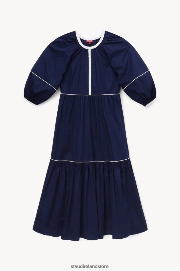 Women Clothing Navy White STAUD DEMI DRESS H8RLPJ244