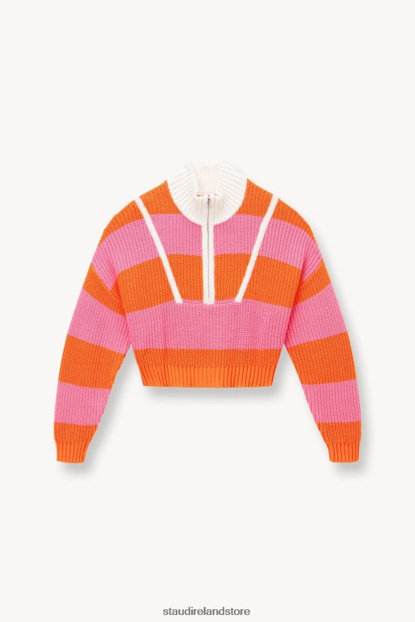 Women Clothing Papaya Plumeria Rugby Stripe STAUD CROPPED HAMPTON SWEATER H8RLPJ581