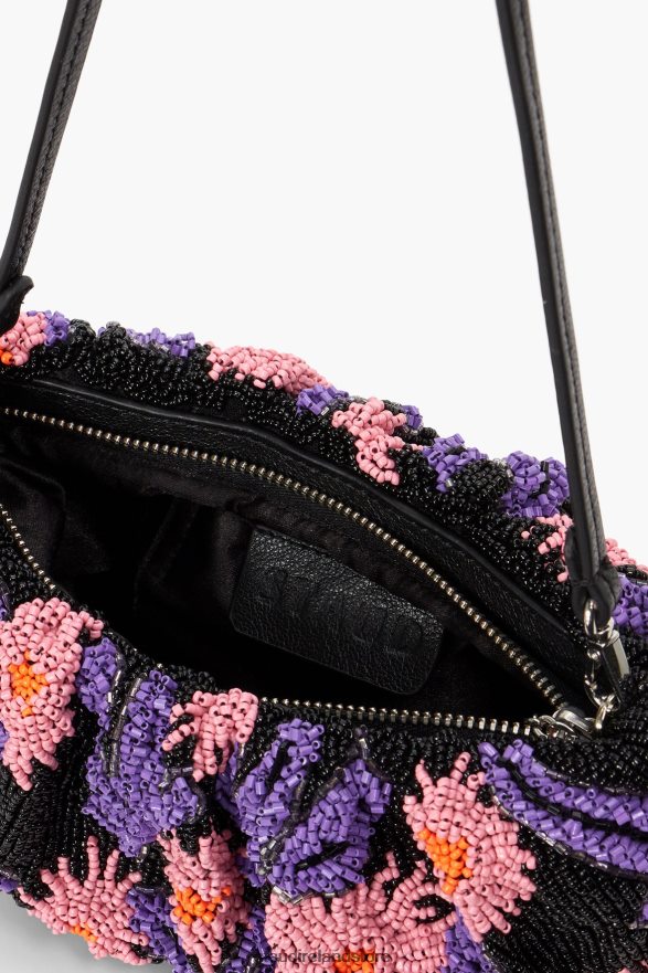 Women Clothing Quartz Acid Floral STAUD BEADED BEAN BAG H8RLPJ684