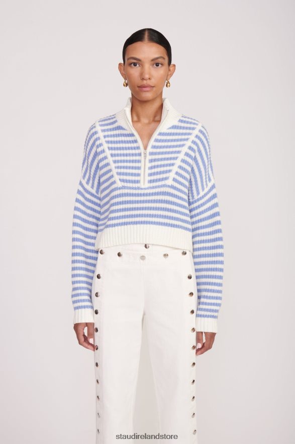 Women Clothing Sea Stripe STAUD CROPPED HAMPTON SWEATER H8RLPJ574